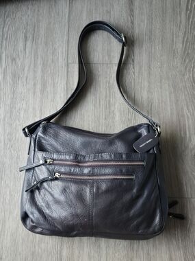Great American Leather Works Navy Leather Crossbody Bag Multi Pocket Hobo